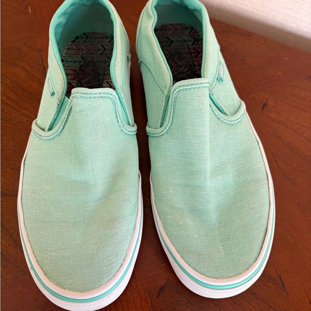 Mint Green Slip On VANS Women's Sneakers size 8 - Picture 2 of 16